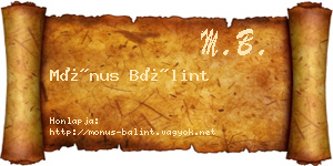 Mónus Bálint névjegykártya