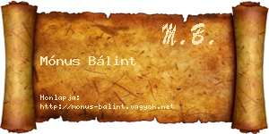 Mónus Bálint névjegykártya
